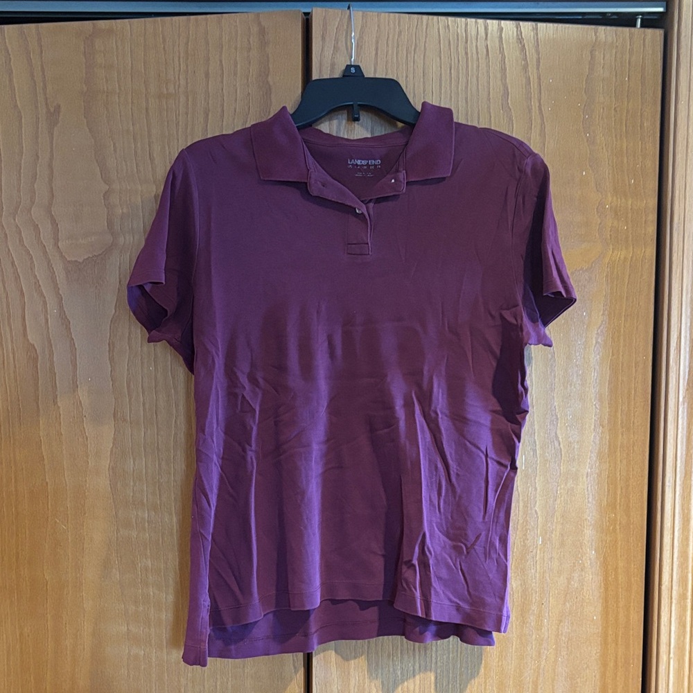 Lands End, women’s maroon polo uniform shirt, S